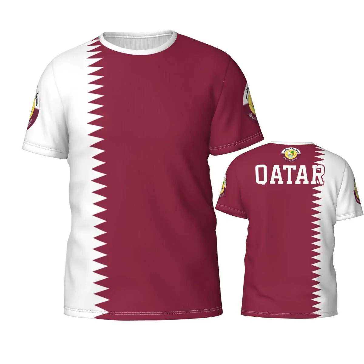 Qatar Flag Emblem Graphic T Sh - Summer Clothing Wholesale recension och pris