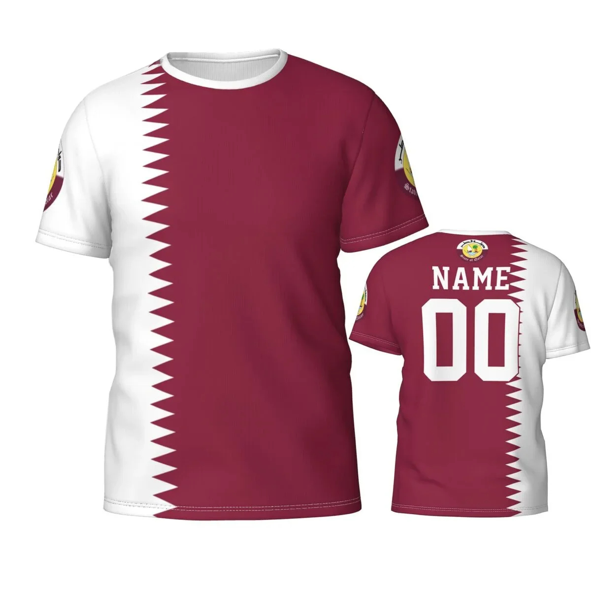 Qatar Flag Emblem Graphic T Sh - Summer Clothing Wholesale recension och pris